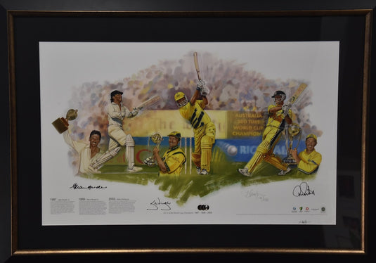 Australian 3 Time One Day World Cup Champions signed by Border, Waugh and Ponting!