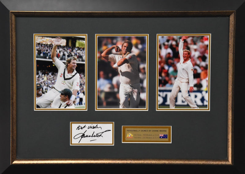 Load image into Gallery viewer, Shane Warne Signed Collage, From Unique Memorabilia. 
