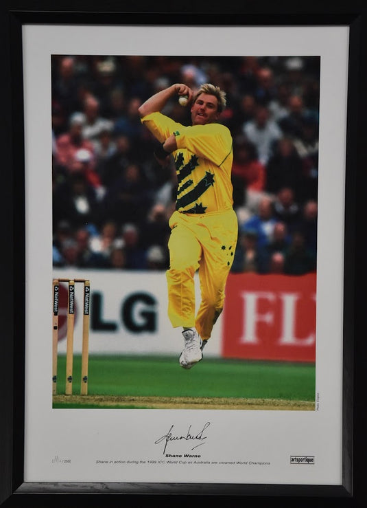 Shane Warne Personally Signed One-Day Portrait, from Unique Memorabilia. 