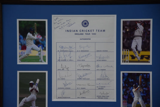 1990 Indian Cricket Team personally signed collage including Dev, Kumble, Shastri and more! From Unique Memorabilia. 