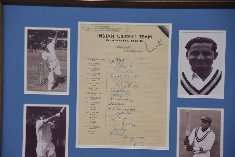 Load image into Gallery viewer, 1947-48 Indian Cricket Team Signed Collage, from Unique Memorabilia. 
