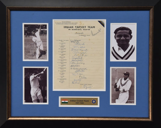 1947-48 Indian Cricket Team Signed Collage, from Unique Memorabilia. 