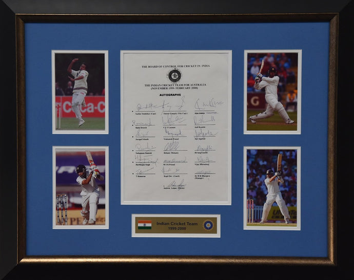 1999-2000 Indian Cricket Team personally signed collage by Tendulkar, Kumble and more! From Unique Memorabilia. 