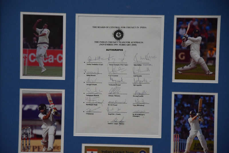 Load image into Gallery viewer, 1999-2000 Indian Cricket Team personally signed collage by Tendulkar, Kumble and more! From Unique Memorabilia. 
