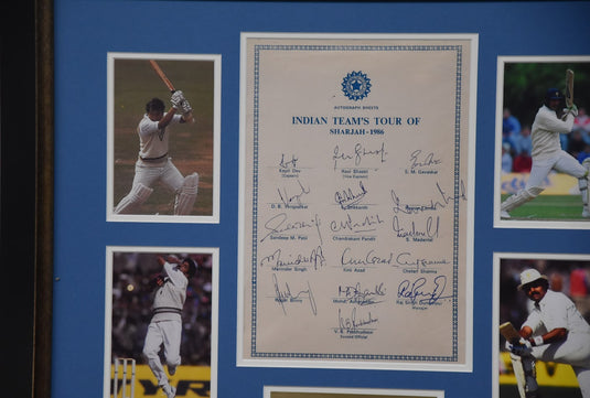 1986 Indian Cricket Team Personally Signed Collage, from Unique Memorabilia. 