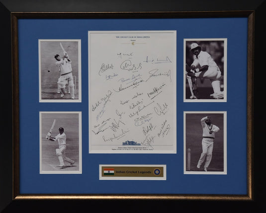 Indian Cricket Legends personally signed Collage, from Unique Memorabilia. 