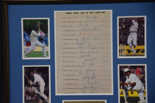1983 Indian Cricket Team signed collage, from Unique Memorabilia. 