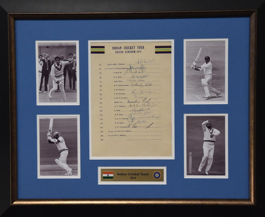 1974 Indian Cricket Team signed collage, from Unique Memorabilia. 