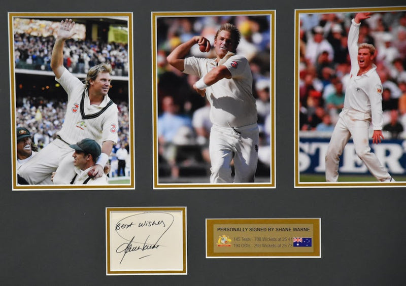 Load image into Gallery viewer, Shane Warne Personally Signed Collage, From Unique Memorabilia. 
