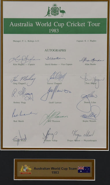 1983 Australian World Cup Cricket Team Signed Collage, from Unique Memorabilia. 