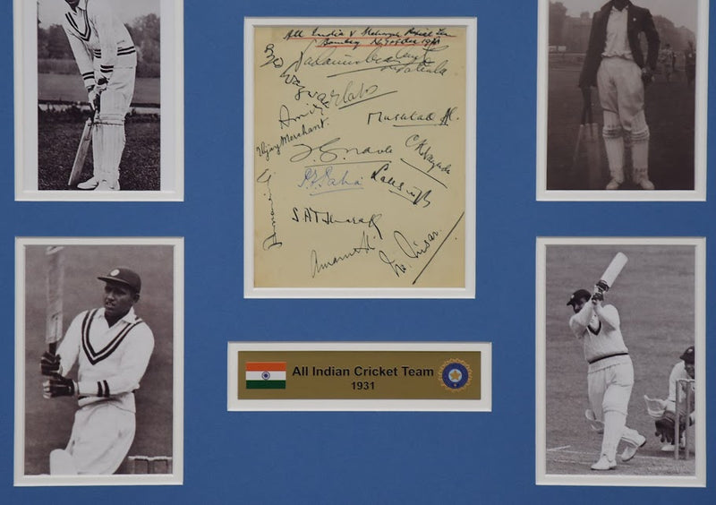 Load image into Gallery viewer, 1931 Indian Cricket Team signed collage, from Unique Memorabilia. 
