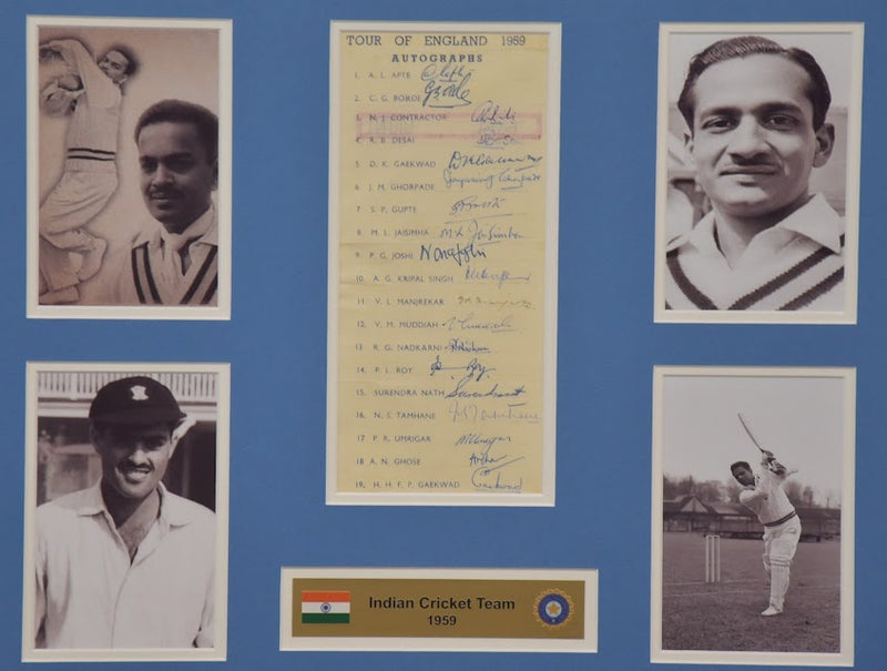 Load image into Gallery viewer, 1959 Indian Cricket Team Signed Collage, from Unique Memorabilia. 
