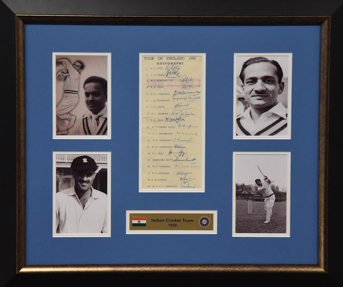 1959 Indian Cricket Team Signed Collage, from Unique Memorabilia. 