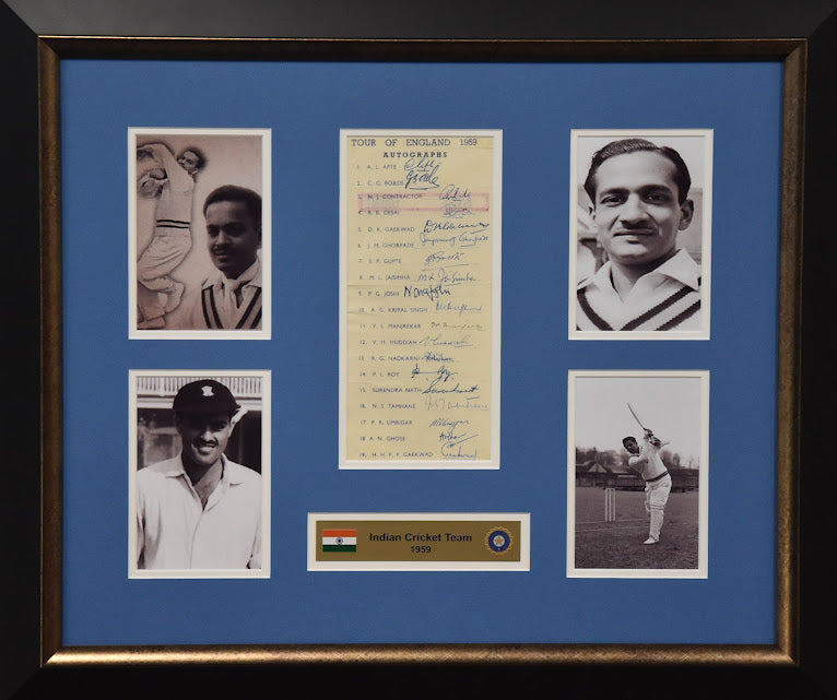 Load image into Gallery viewer, 1959 Indian Cricket Team Signed Collage, from Unique Memorabilia. 
