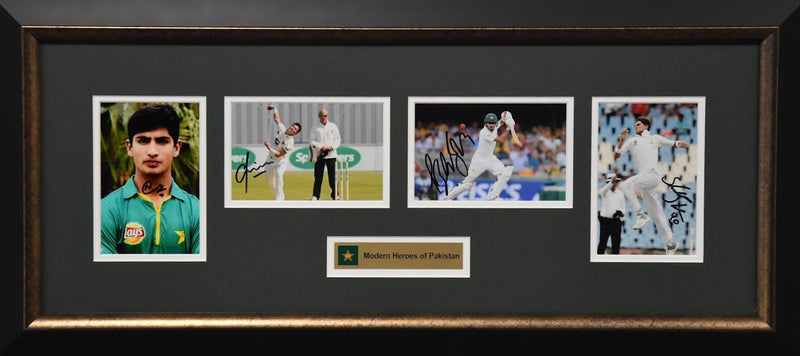 Load image into Gallery viewer, Modern Heroes of Pakistan Cricket Signed Collage, from Unique Memorabilia. 
