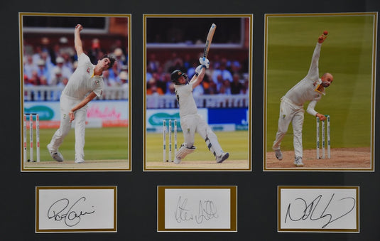 Australia's Finest Cricketers Signed Collage incl. Smith, Cummins, Head, Lyon, Maxwell and Mitch Marsh, from Unique Memorabilia. 