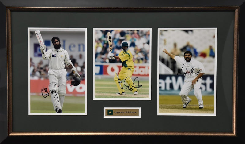 Load image into Gallery viewer, Legends of Pakistan Cricket Signed Collage incl. Yousuf, Ahmed and Anwar! From Unique Memorabilia. 

