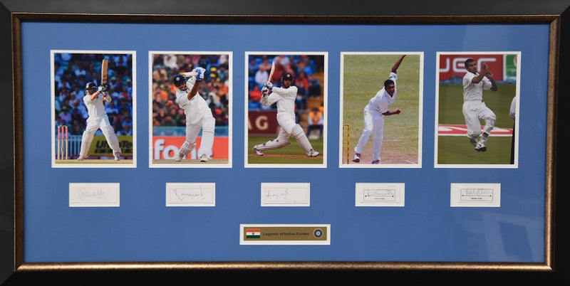Load image into Gallery viewer, Legends of Indian Cricket Signed Collage incl. Tendulkar, Dravid, Kumble and More! From Unique Memorabilia. 
