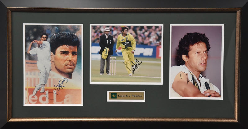 Load image into Gallery viewer, Legends of Pakistan Signed Collage incl. Akram, Waqar and Imran plus BONUS
