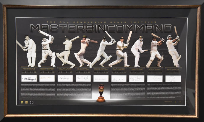 The All Conquering Ashes Captains Masters in Command Signed Collage, from Unique Memorabilia. 