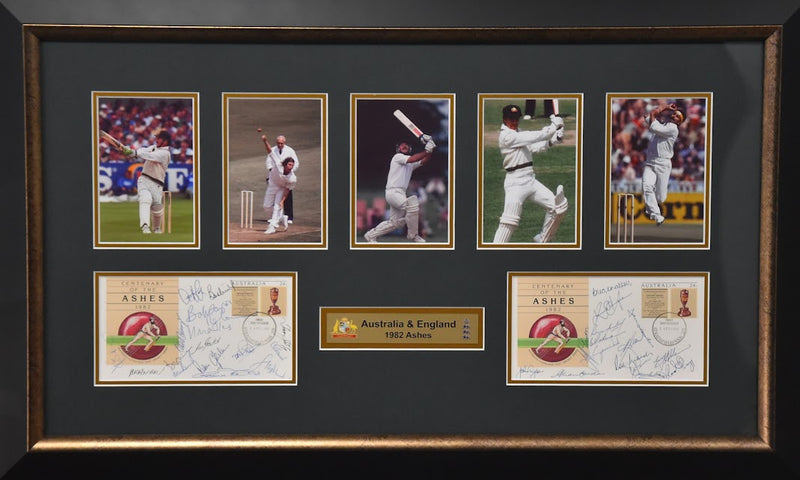 Load image into Gallery viewer, Australia and England 1982 Ashes Personally Signed Collage, from Unique Memorabilia. 
