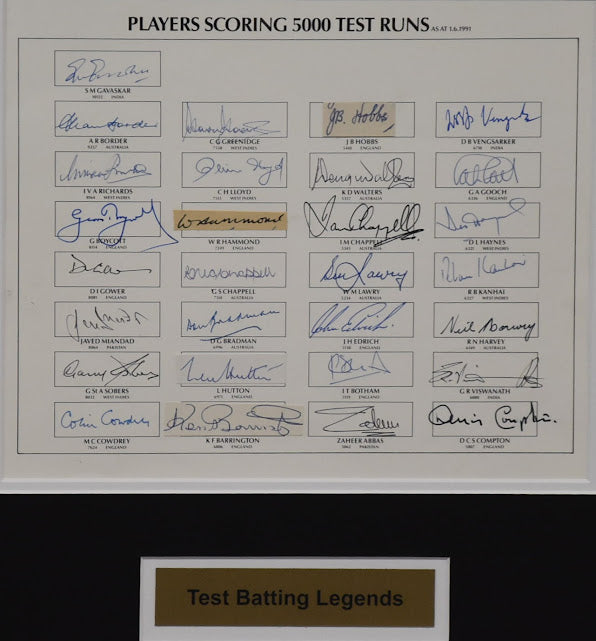 Load image into Gallery viewer, Test Players Scoring 5000 Career Runs Signed Collage 1991, from Unique Memorabilia. 
