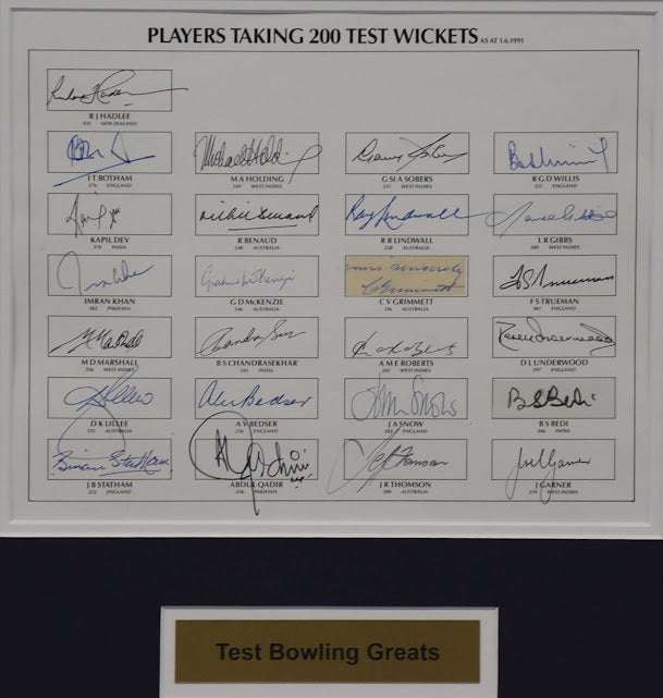 Load image into Gallery viewer, Test Players with 200 Wickets Signed Collage 1991, from Unique Memorabilia. 
