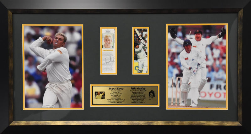 Load image into Gallery viewer, Warne and Gatting Personally Signed Collage, from Unique Memorabilia. 

