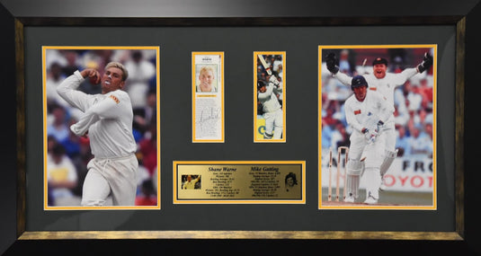 Warne and Gatting Personally Signed Collage, from Unique Memorabilia. 