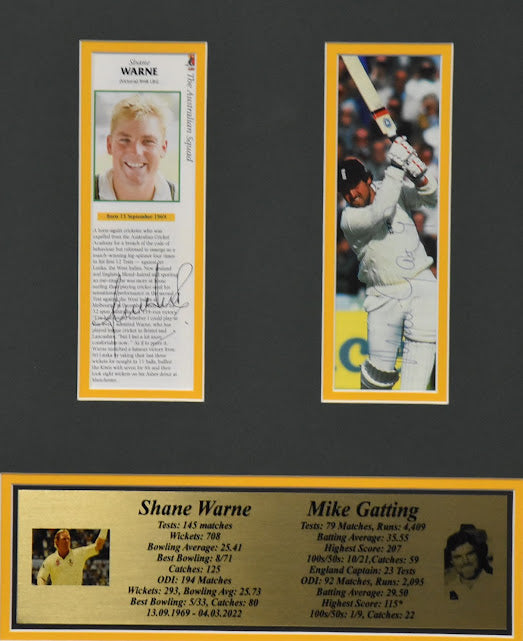 Warne and Gatting Personally Signed Collage, from Unique Memorabilia. 