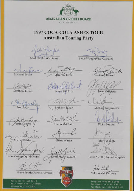 1997 Australian Ashes Squad Personally Signed Collage, from Unique Memorabilia. 