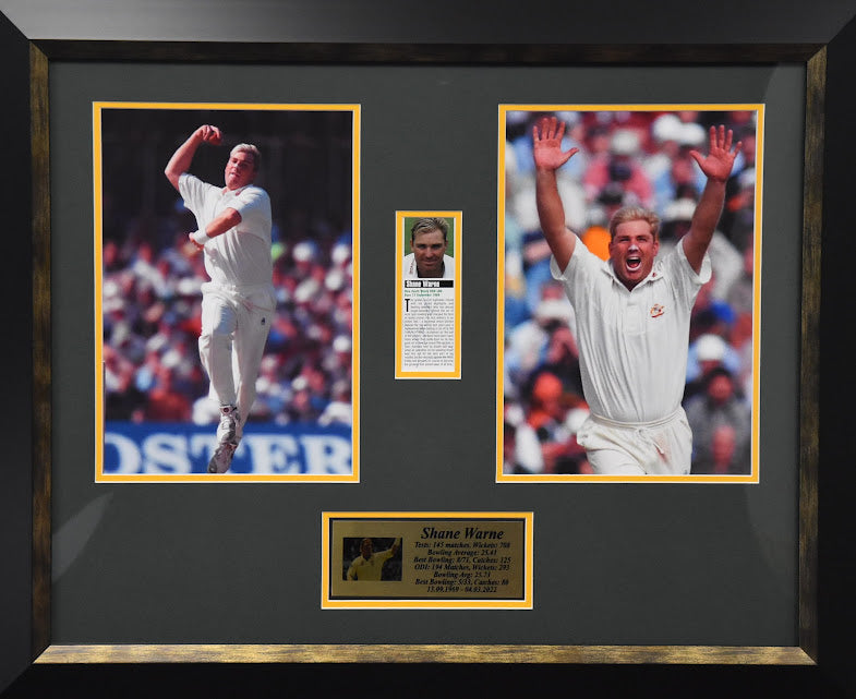 Load image into Gallery viewer, Shane Warne Personally Signed Collage, from Unique Memorabilia. 

