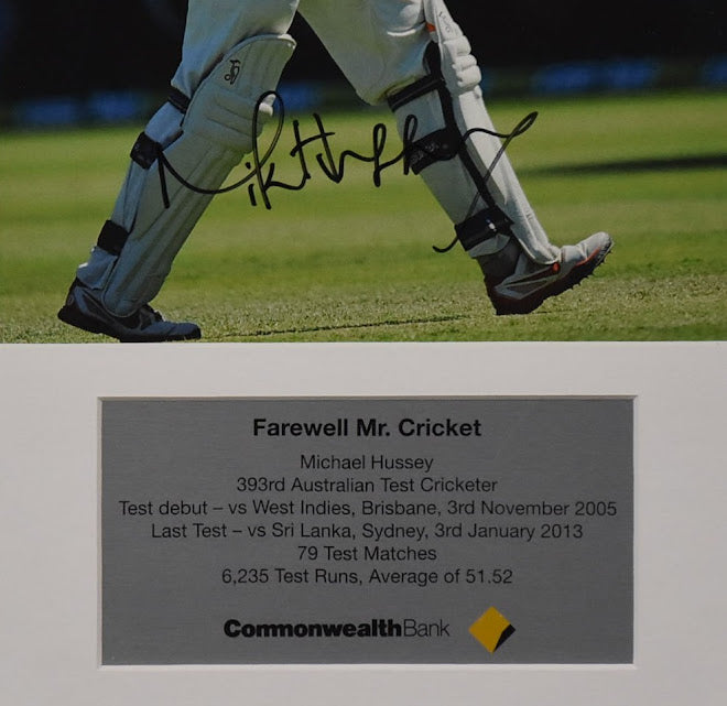 Load image into Gallery viewer, &#39;Farewell Mr Cricket&#39; Personally Signed Mike Hussey Portrait, from Unique Memorabilia. 
