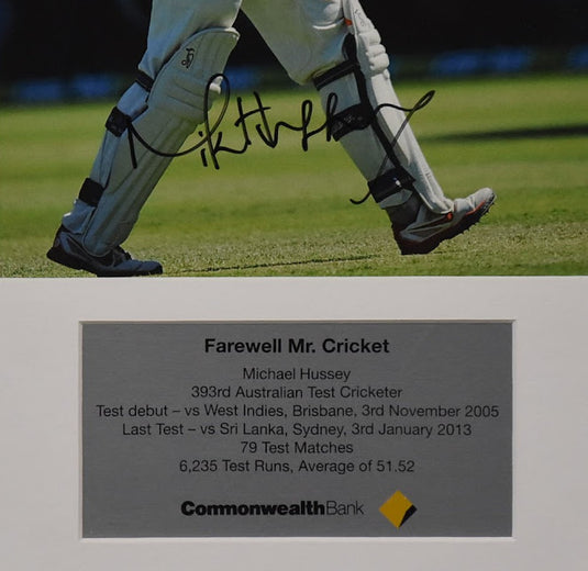 'Farewell Mr Cricket' Personally Signed Mike Hussey Portrait, from Unique Memorabilia. 