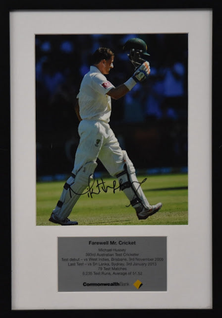 Load image into Gallery viewer, &#39;Farewell Mr Cricket&#39; Personally Signed Mike Hussey Portrait, from Unique Memorabilia. 
