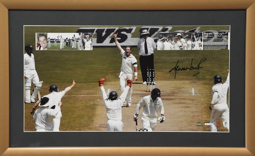 'Breakthrough - The World Record' Shane Warne Signed Collage, from Unique Memorabilia. 