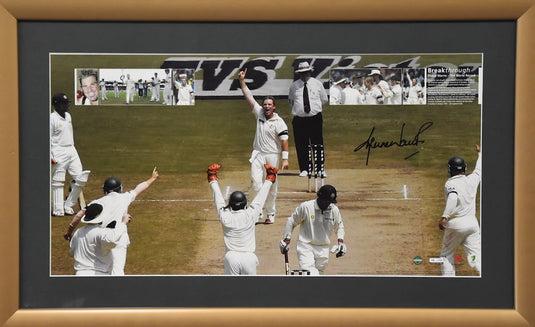 'Breakthrough - The World Record' Shane Warne Signed Collage, from Unique Memorabilia. 