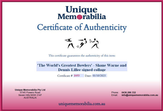 'The World's Greatest Bowlers' Lillee and Warne Signed Pieces