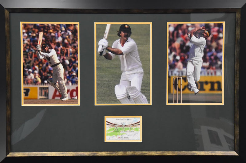 Load image into Gallery viewer, Australian Champions Signed Collage incl. Lillee, Chappell and Marsh! From Unique Memorabilia. 
