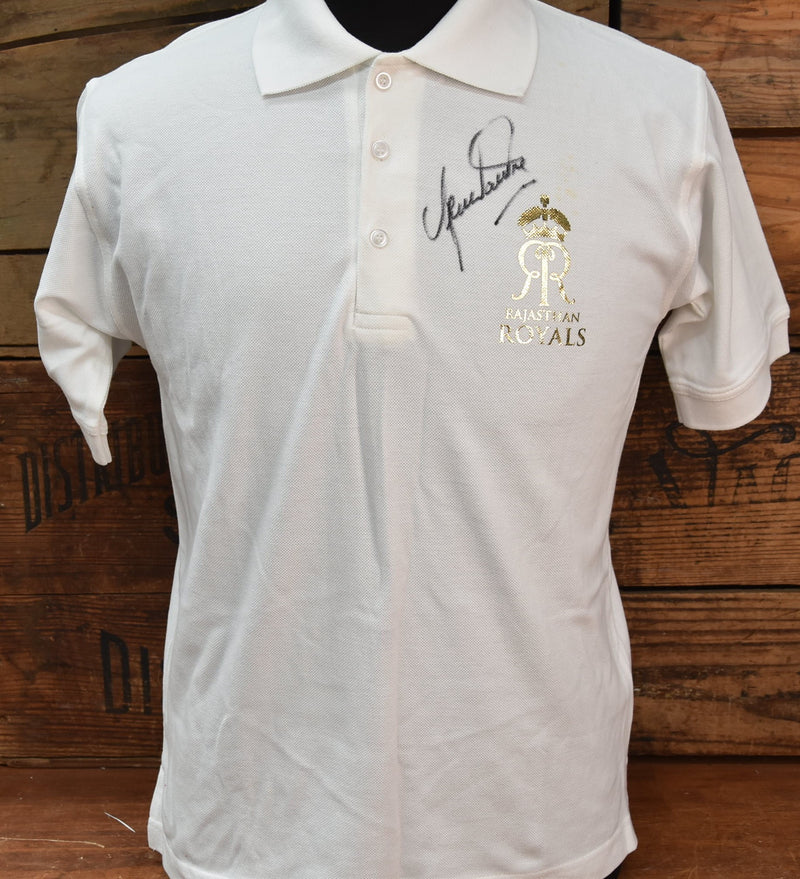 Load image into Gallery viewer, Shane Warne Personally Signed Rajasthan Royals Shirt, from Unique Memorabilia. 

