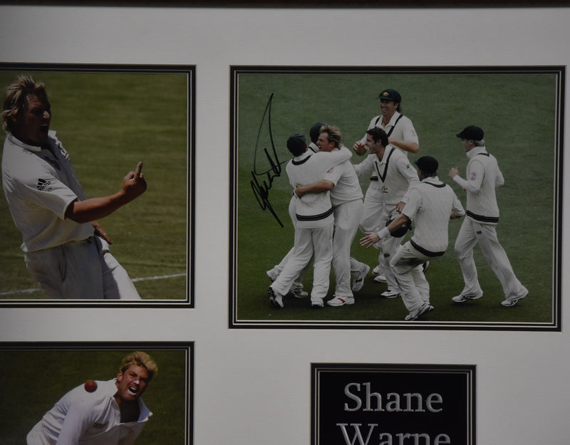 Load image into Gallery viewer, Shane Warne &#39;Legendary&#39; Personally Signed Collage, from Unique Memorabilia. 
