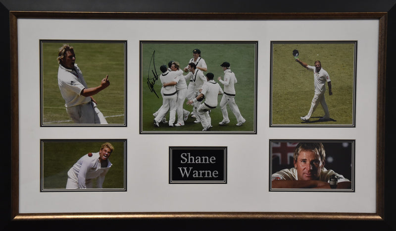 Load image into Gallery viewer, Shane Warne &#39;Legendary&#39; Personally Signed Collage, from Unique Memorabilia. 
