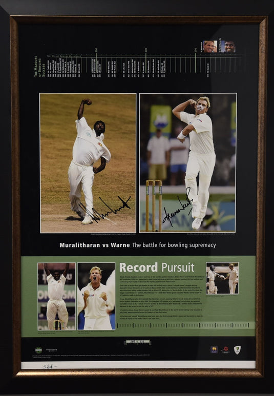  'Record Pursuit'  Warne and Muralitharan Collage Signed and Framed, from Unique Memorabilia. 