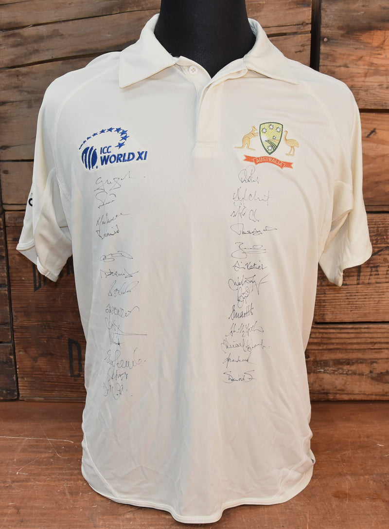 Load image into Gallery viewer, Australia vs World XI Team Signed Shirt, from Unique Memorabilia. 
