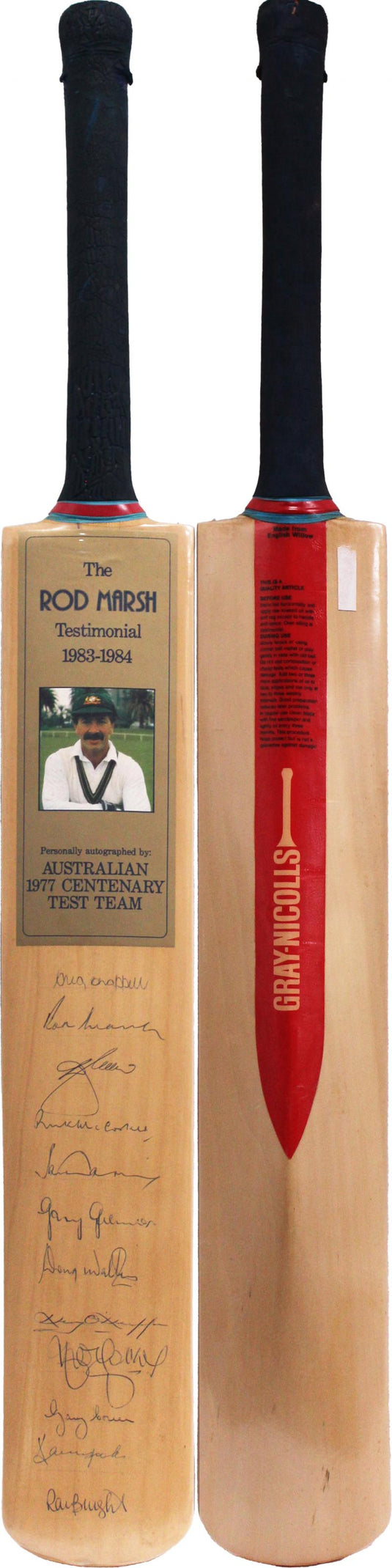 The Rod Marsh Testimonial 1983-84 Signed Bat, from Unique Memorabilia. 