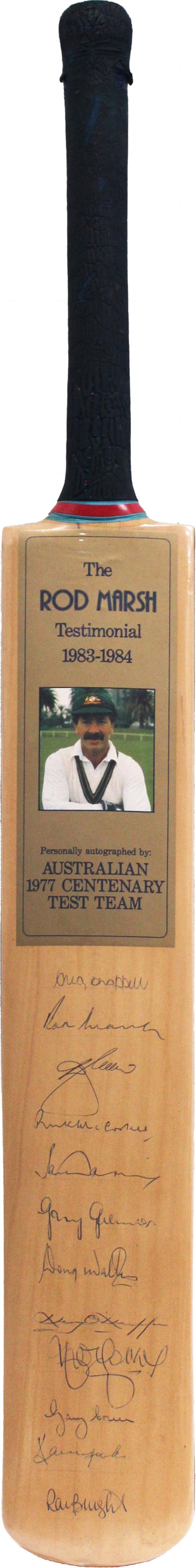 The Rod Marsh Testimonial 1983-84 Signed Bat, from Unique Memorabilia. 