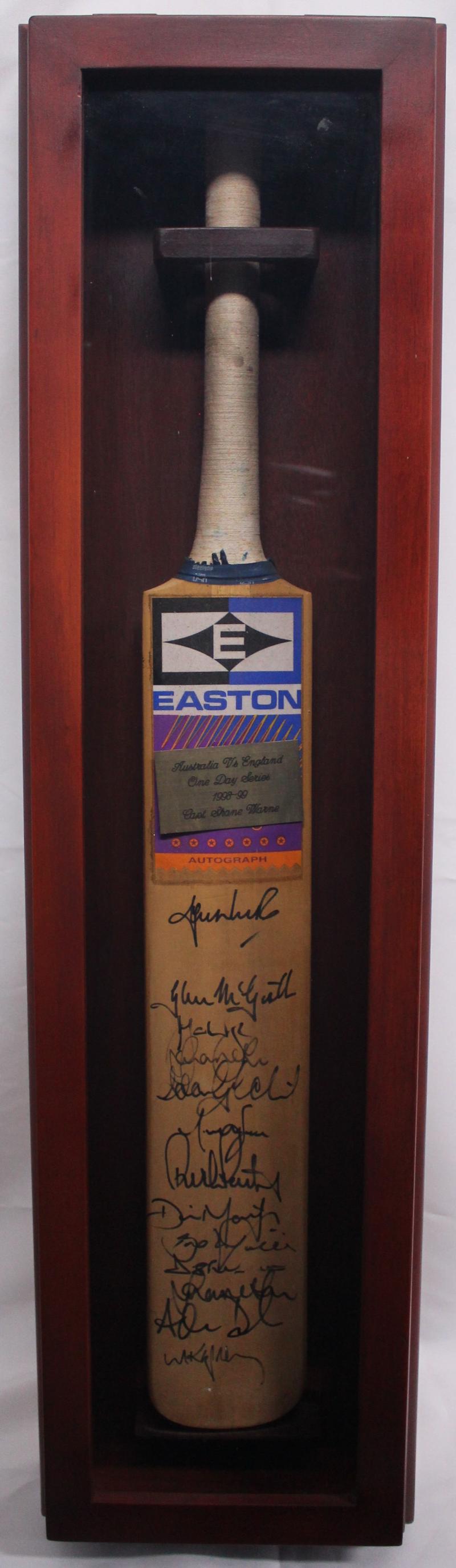 Load image into Gallery viewer, 1999-2000 Australian vs England ODI Team Signed Bat, from Unique Memorabilia. 
