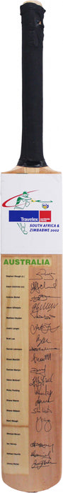2002 Australian Team Signed Bat vs South Africa & Zimbabwe, from Unique Memorabilia. 