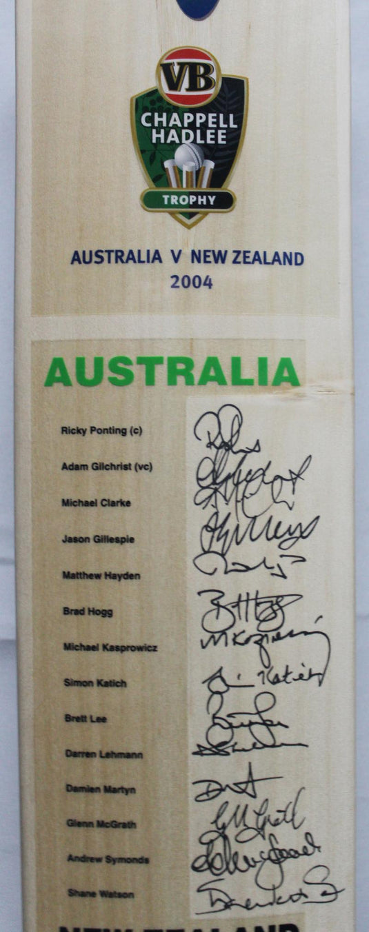 2004 Australia v New Zealand Signed Bat, from Unique Memorabilia. 