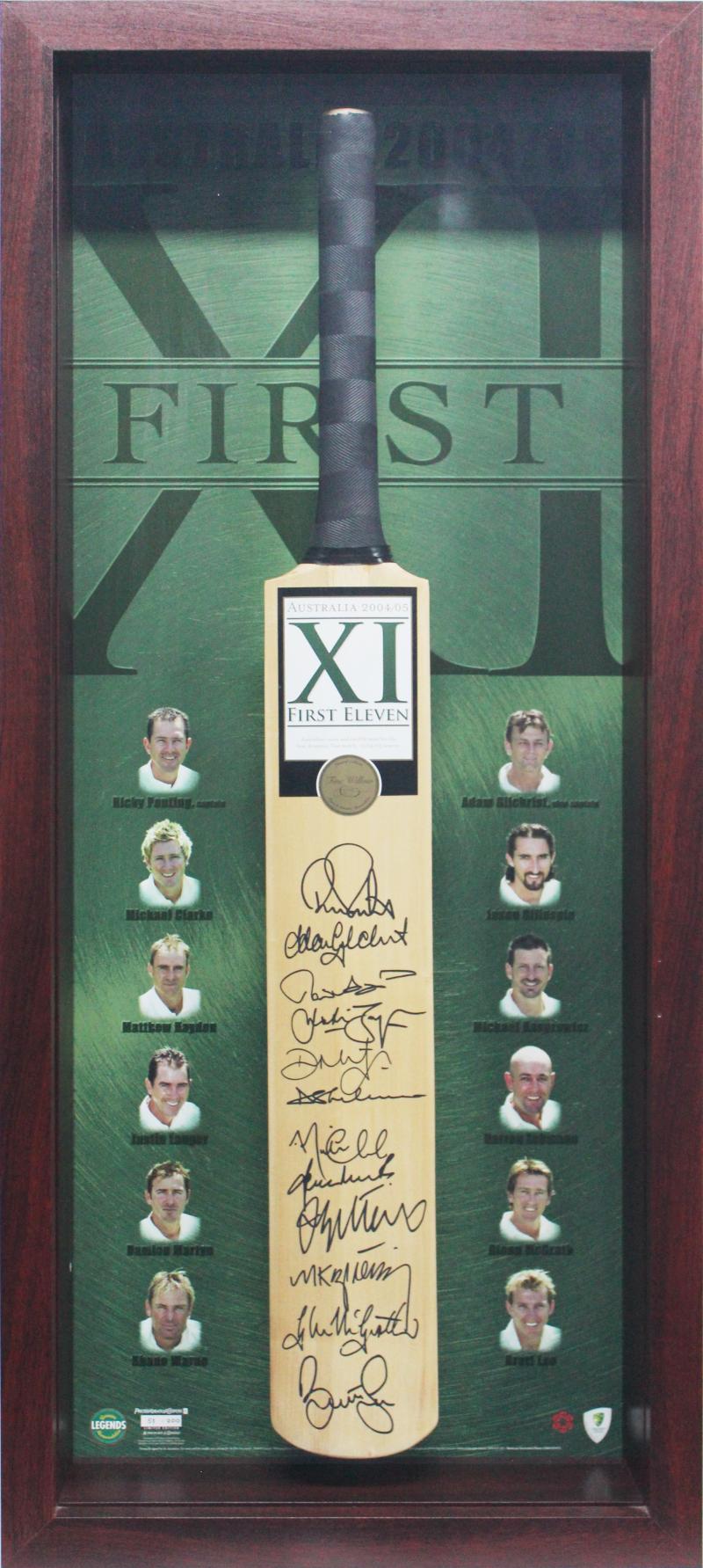 Load image into Gallery viewer, Australia 2004/05 First XI Signed Bat, from Unique Memorabilia. 
